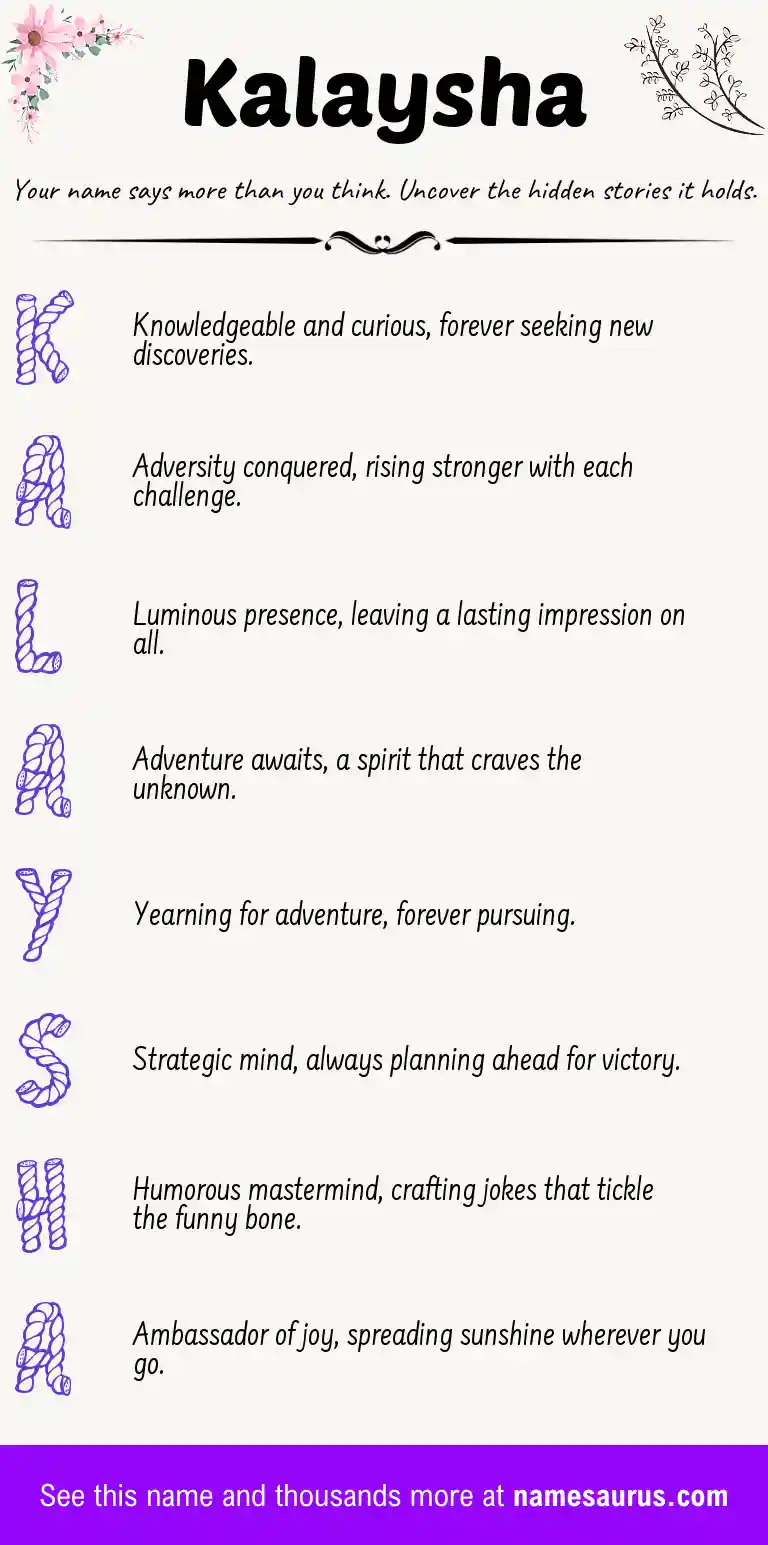 Acrostic poem about Kalaysha.