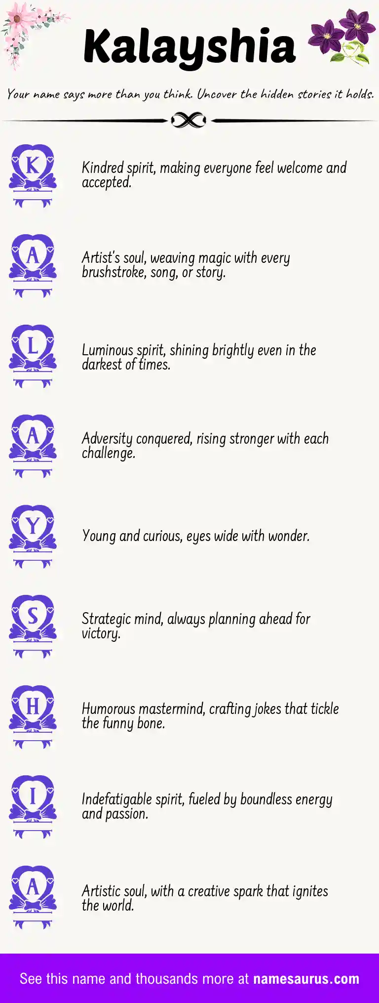 Acrostic poem about Kalayshia.