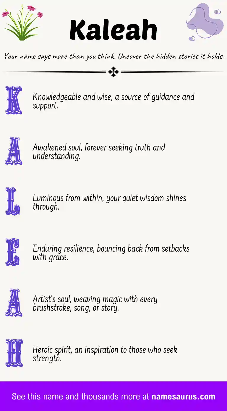 Acrostic poem about Kaleah.