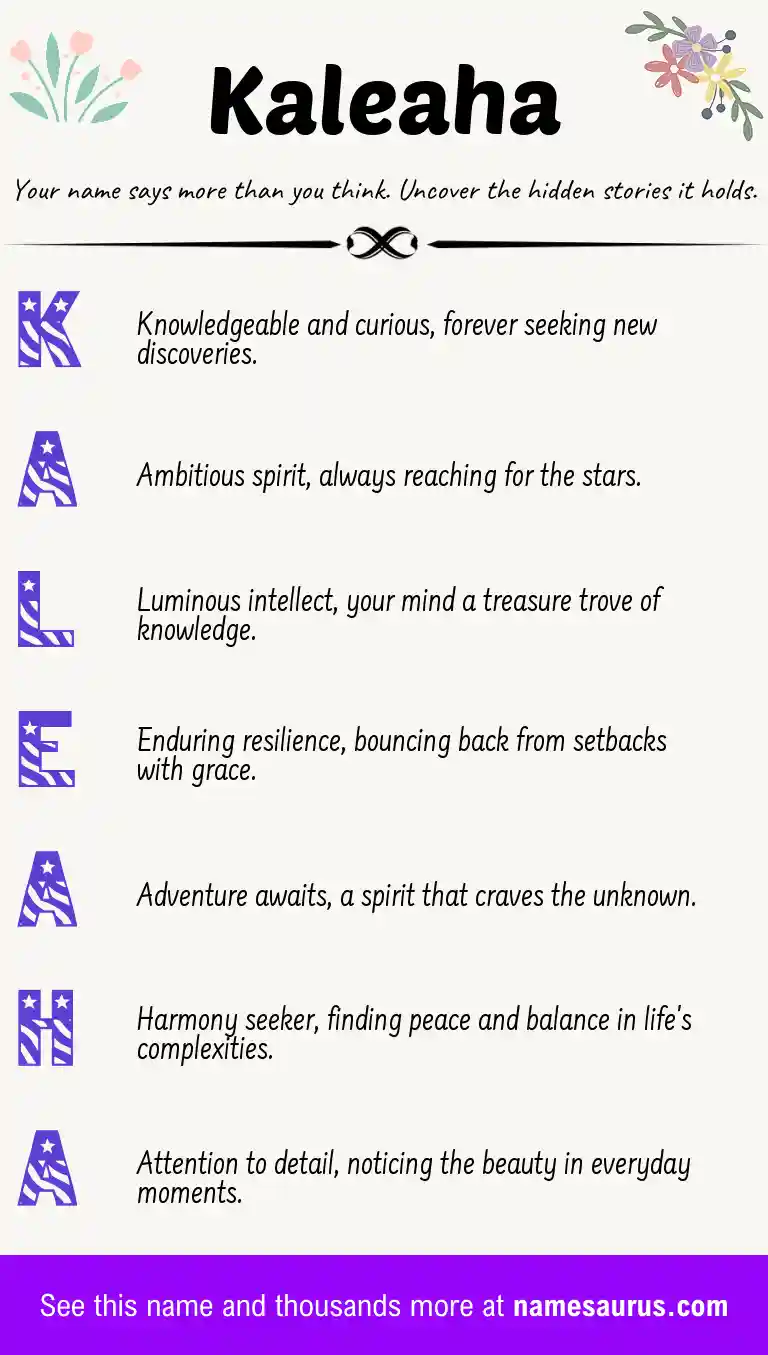 Acrostic poem about Kaleaha.