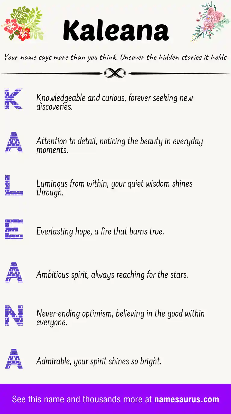 Acrostic poem about Kaleana.
