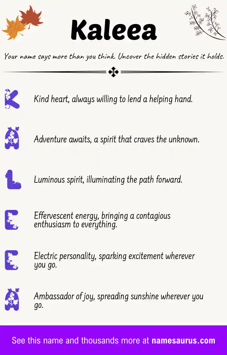 Acrostic poem about Kaleea.