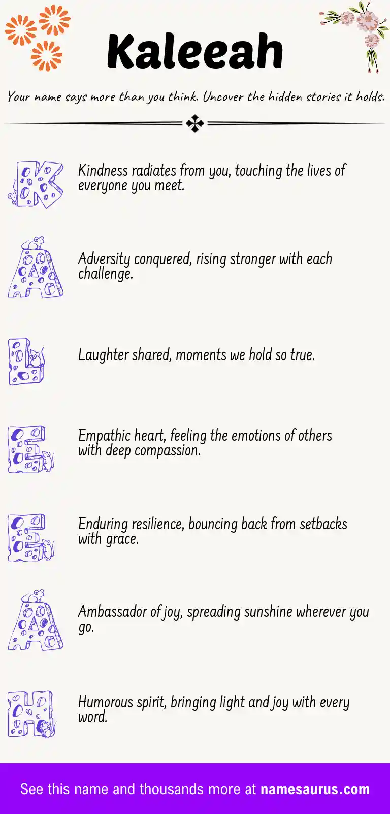 Acrostic poem about Kaleeah.