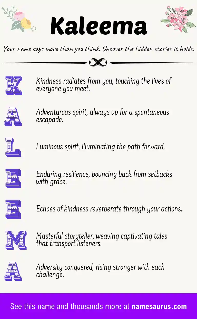 Acrostic poem about Kaleema.
