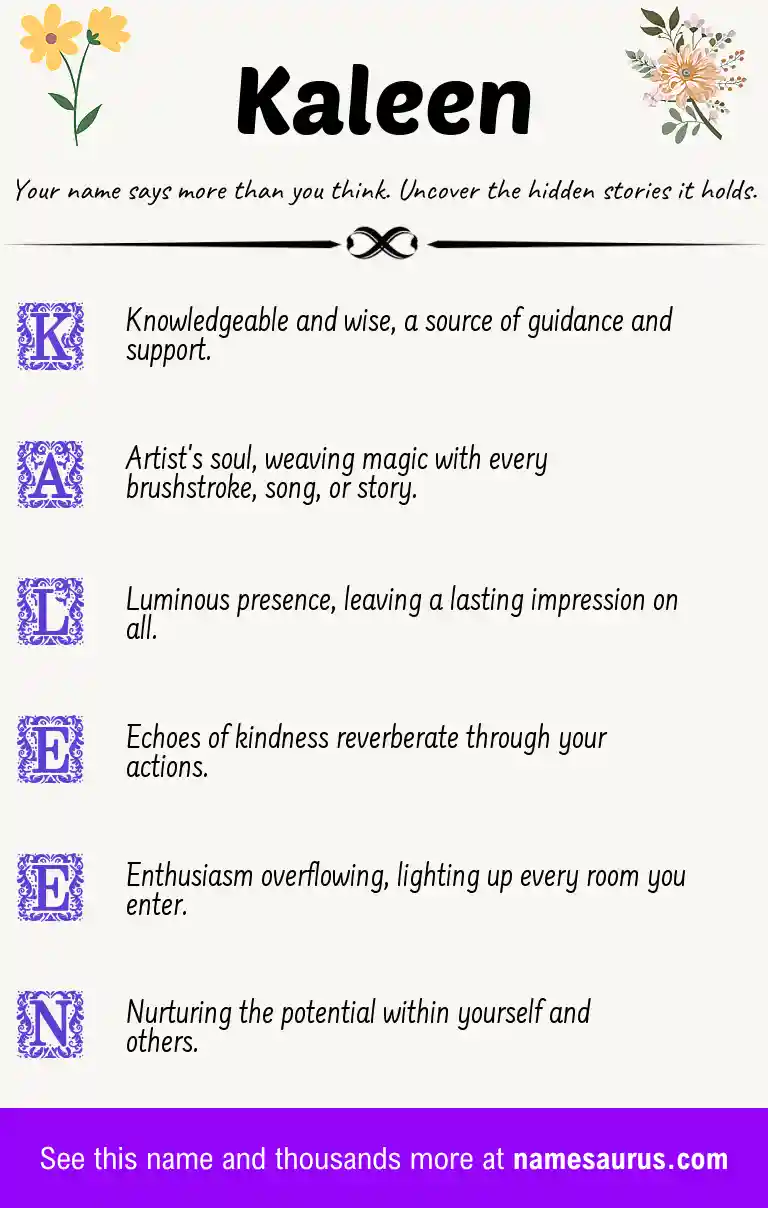 Acrostic poem about Kaleen.