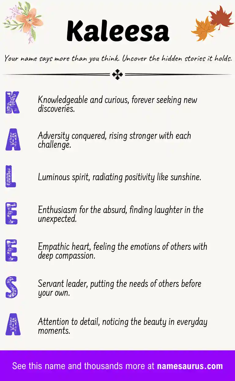 Acrostic poem about Kaleesa.