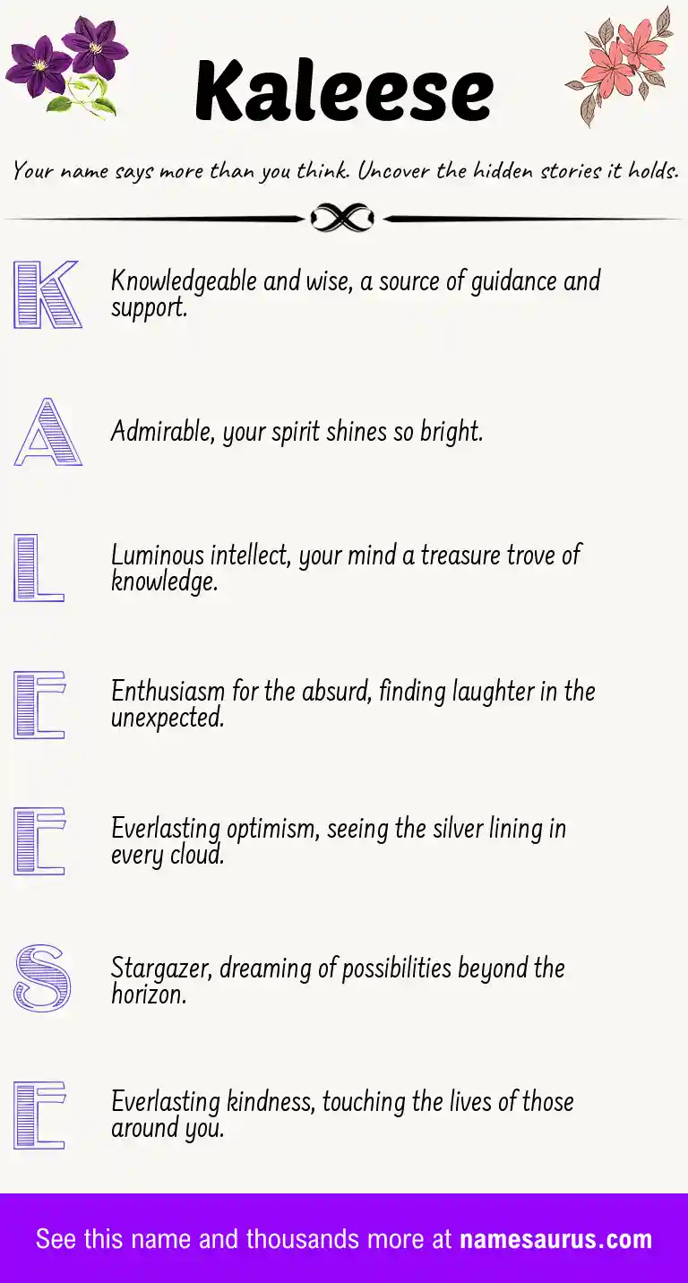 Acrostic poem about Kaleese.