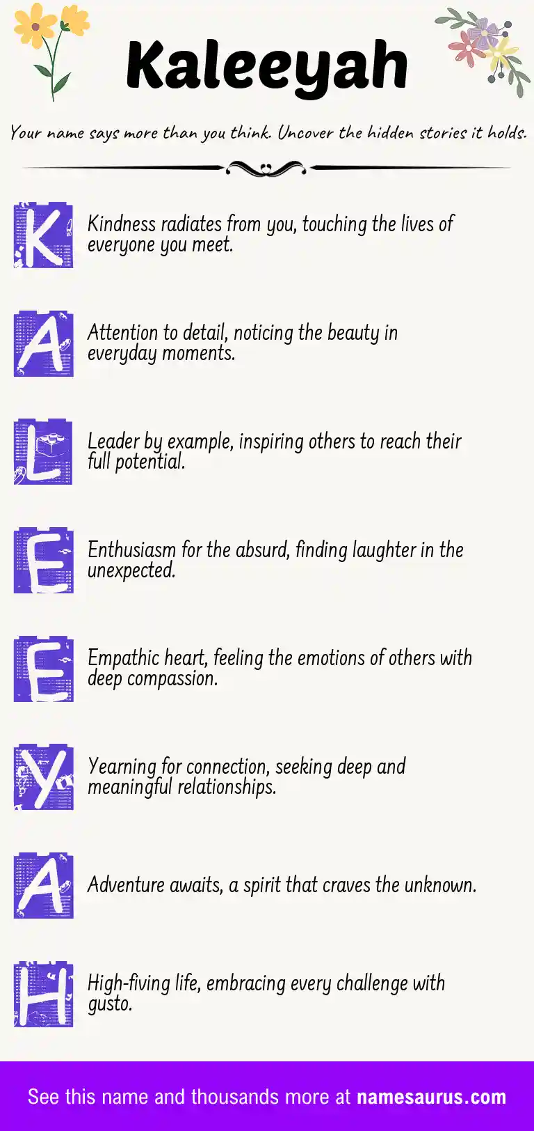 Acrostic poem about Kaleeyah.