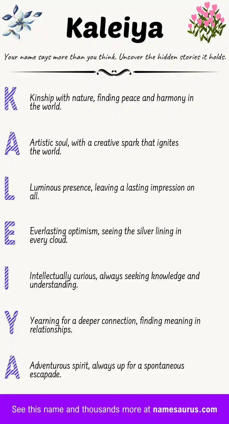 Acrostic poem about Kaleiya.