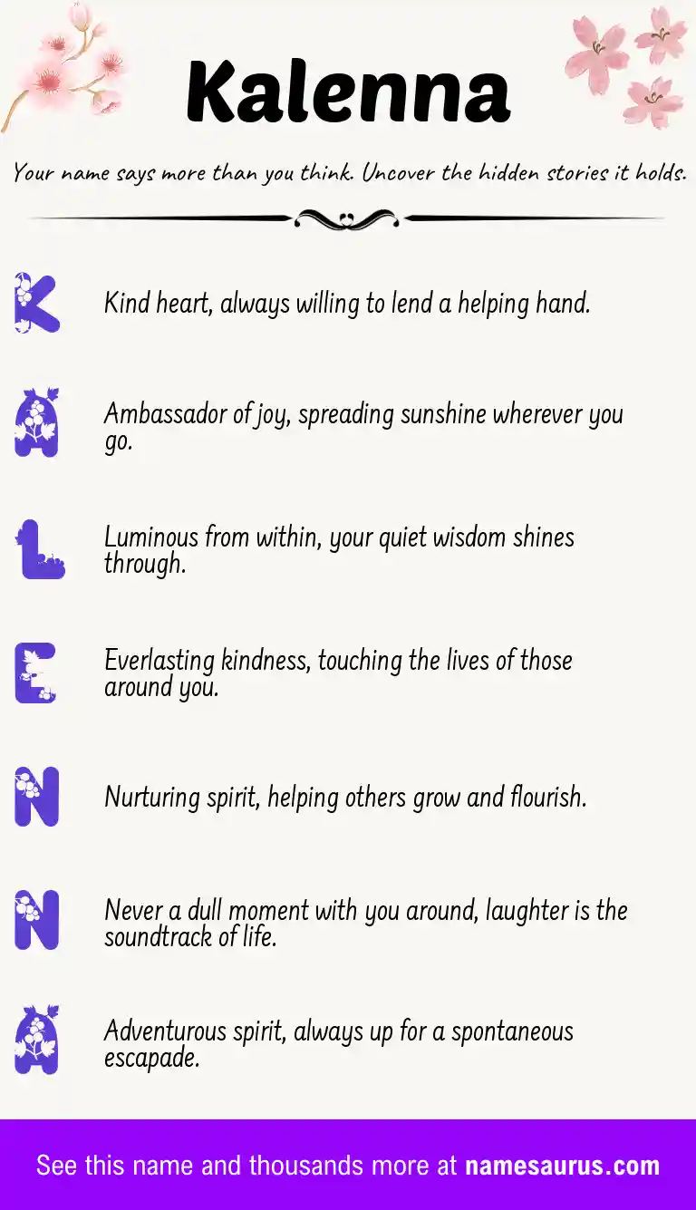 Acrostic poem about Kalenna.