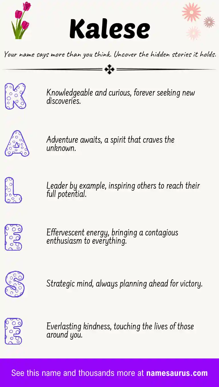 Acrostic poem about Kalese.