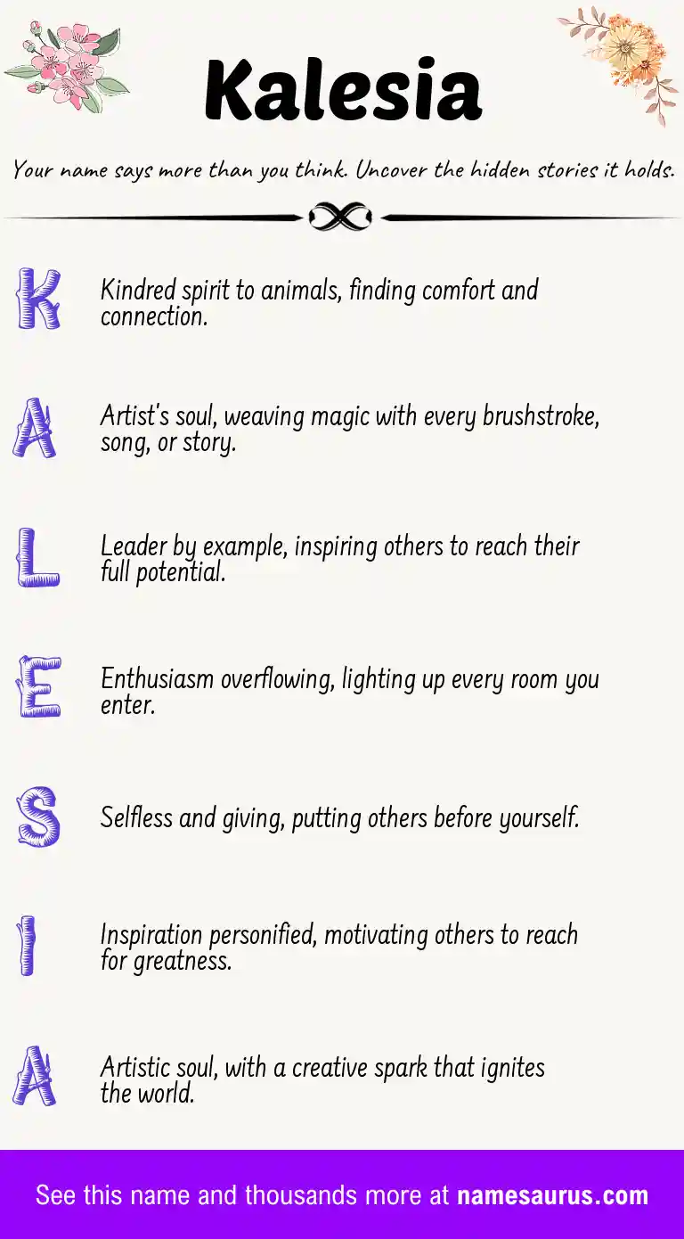 Acrostic poem about Kalesia.