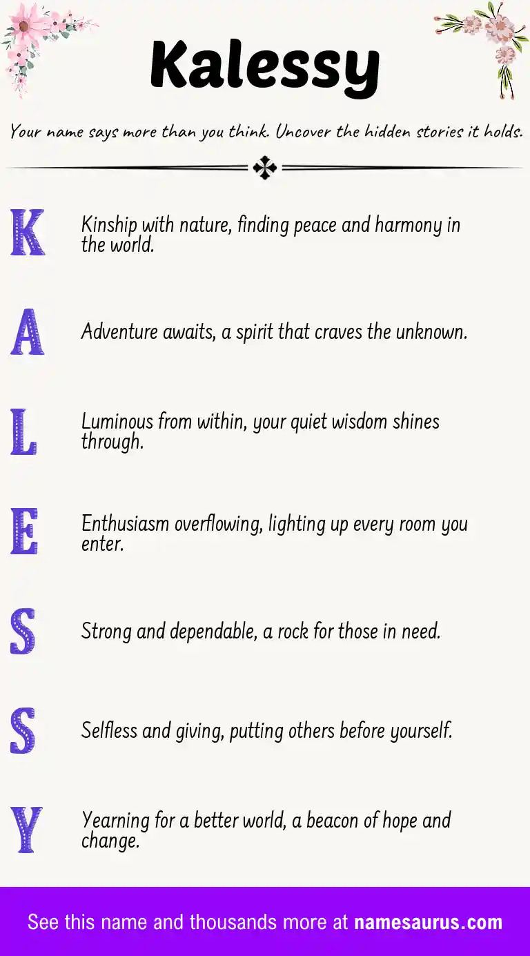 Acrostic poem about Kalessy.