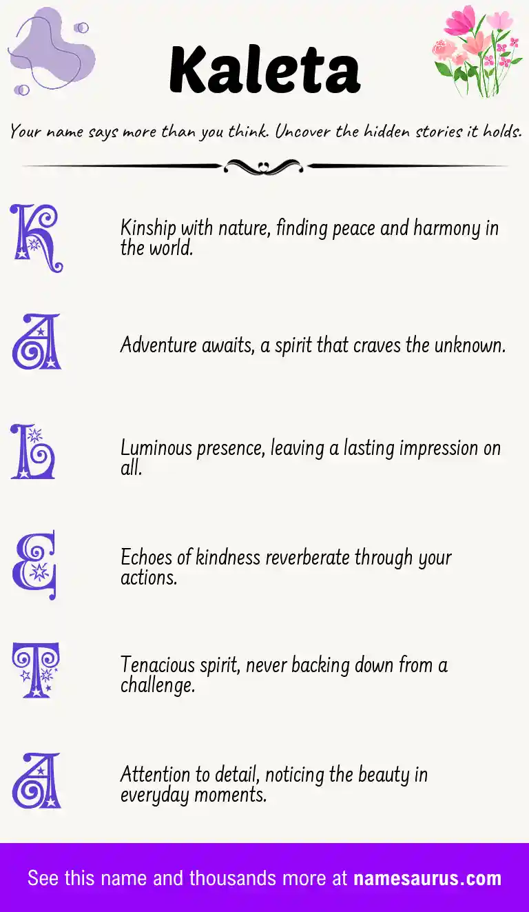 Acrostic poem about Kaleta.