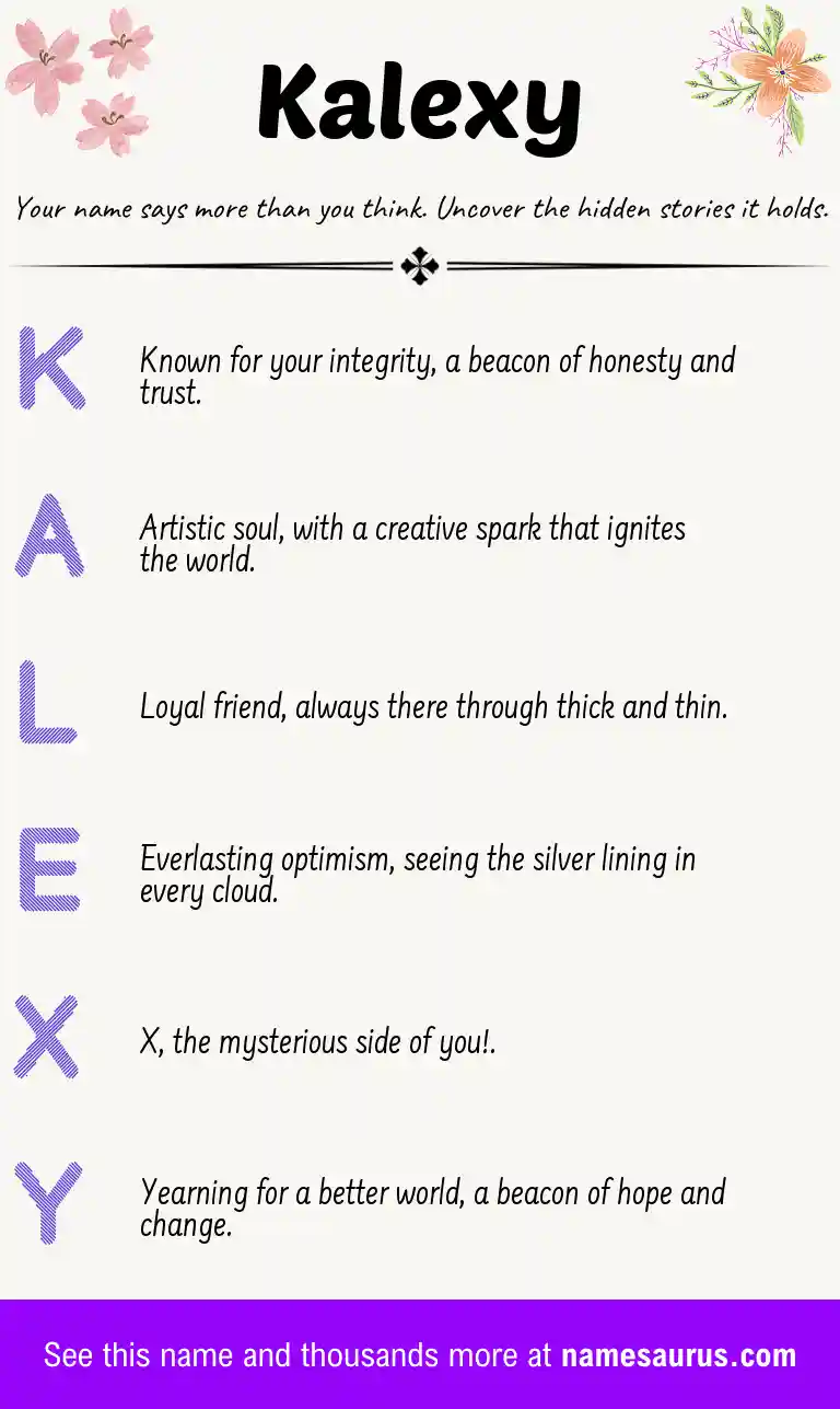 Acrostic poem about Kalexy.