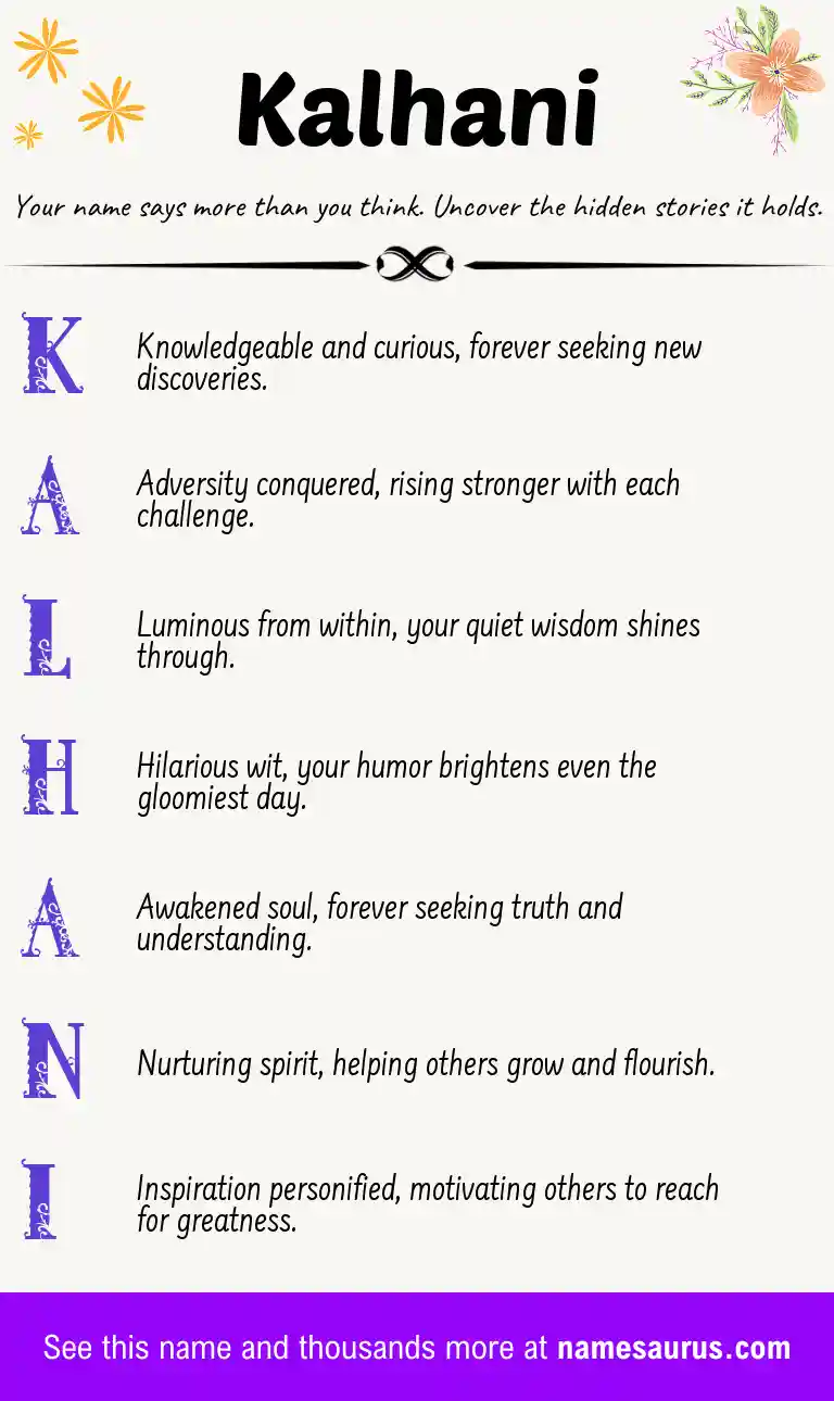 Acrostic poem about Kalhani.