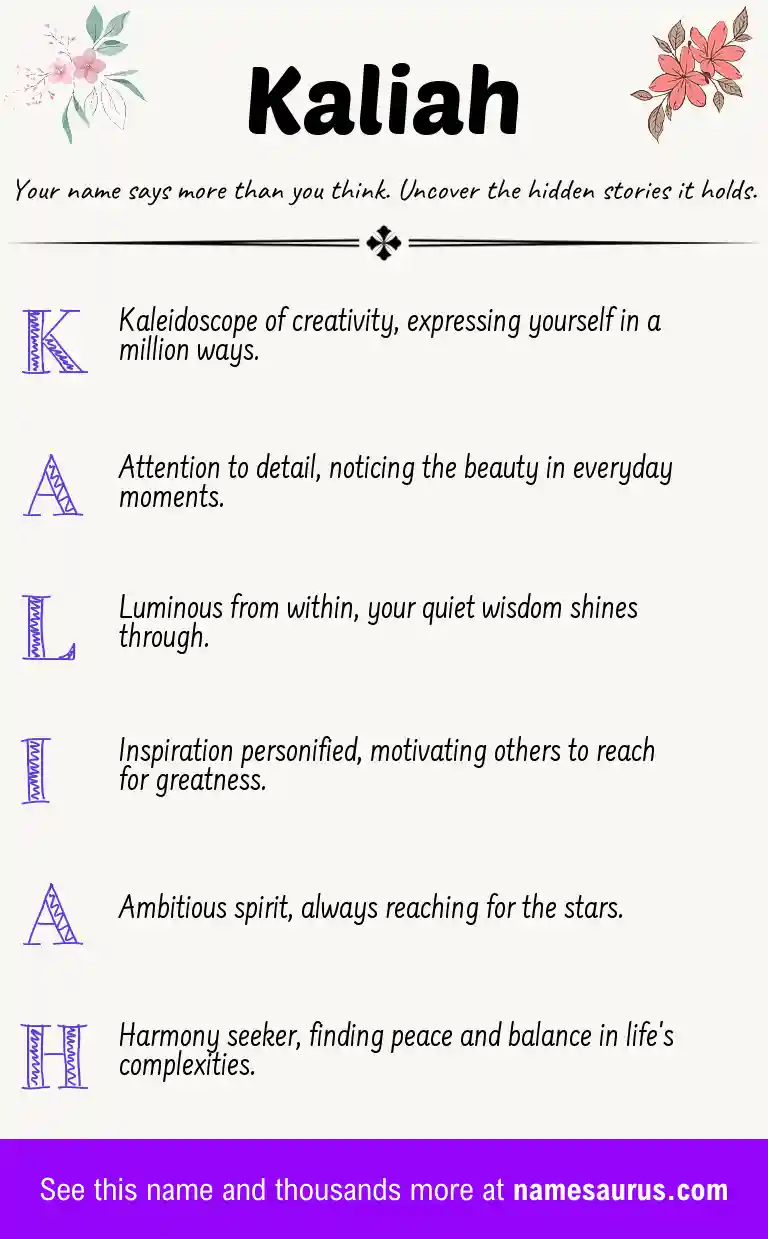 Acrostic poem about Kaliah.