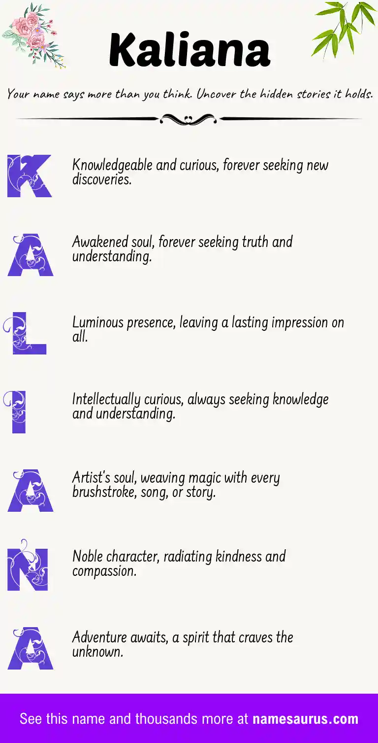 Acrostic poem about Kaliana.