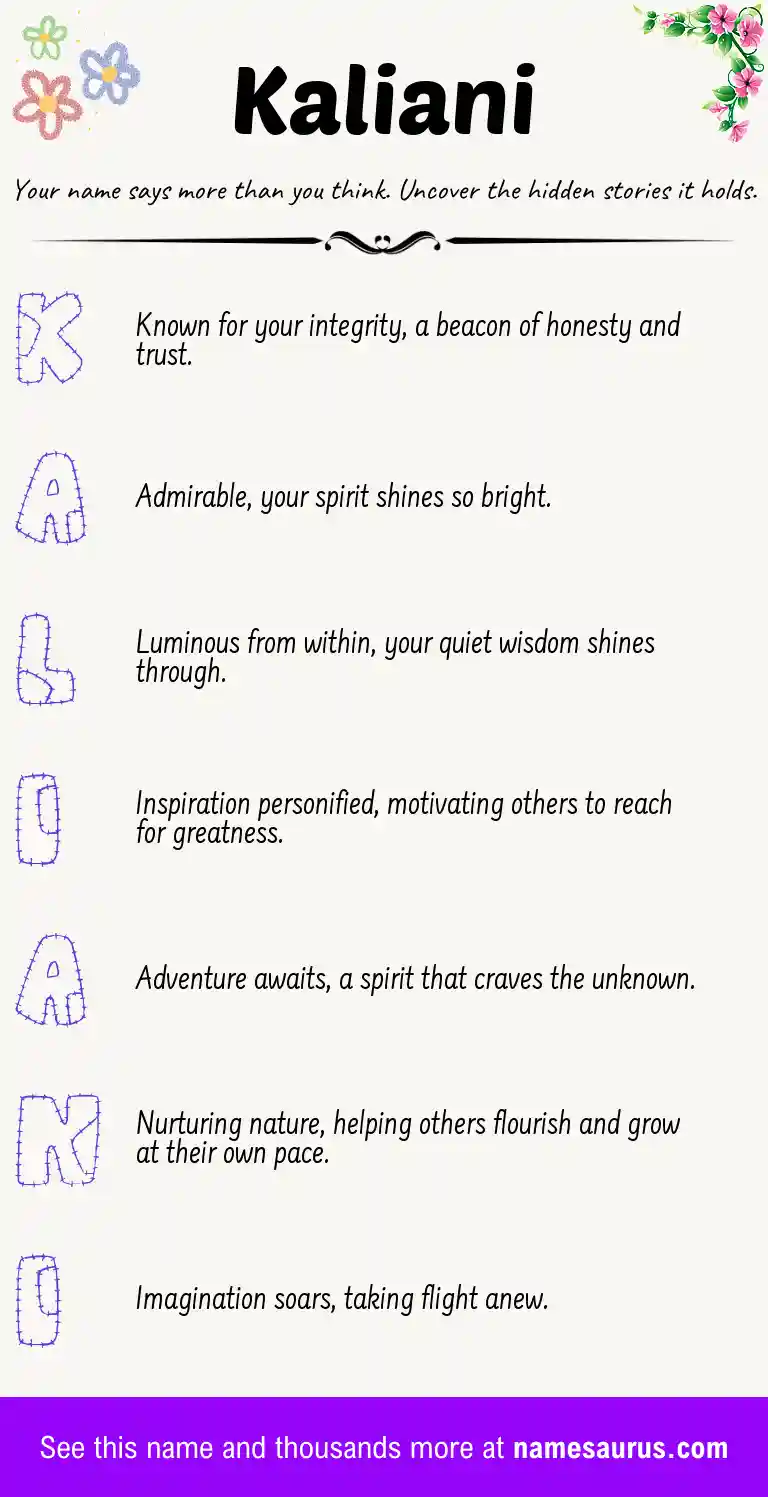 Acrostic poem about Kaliani.