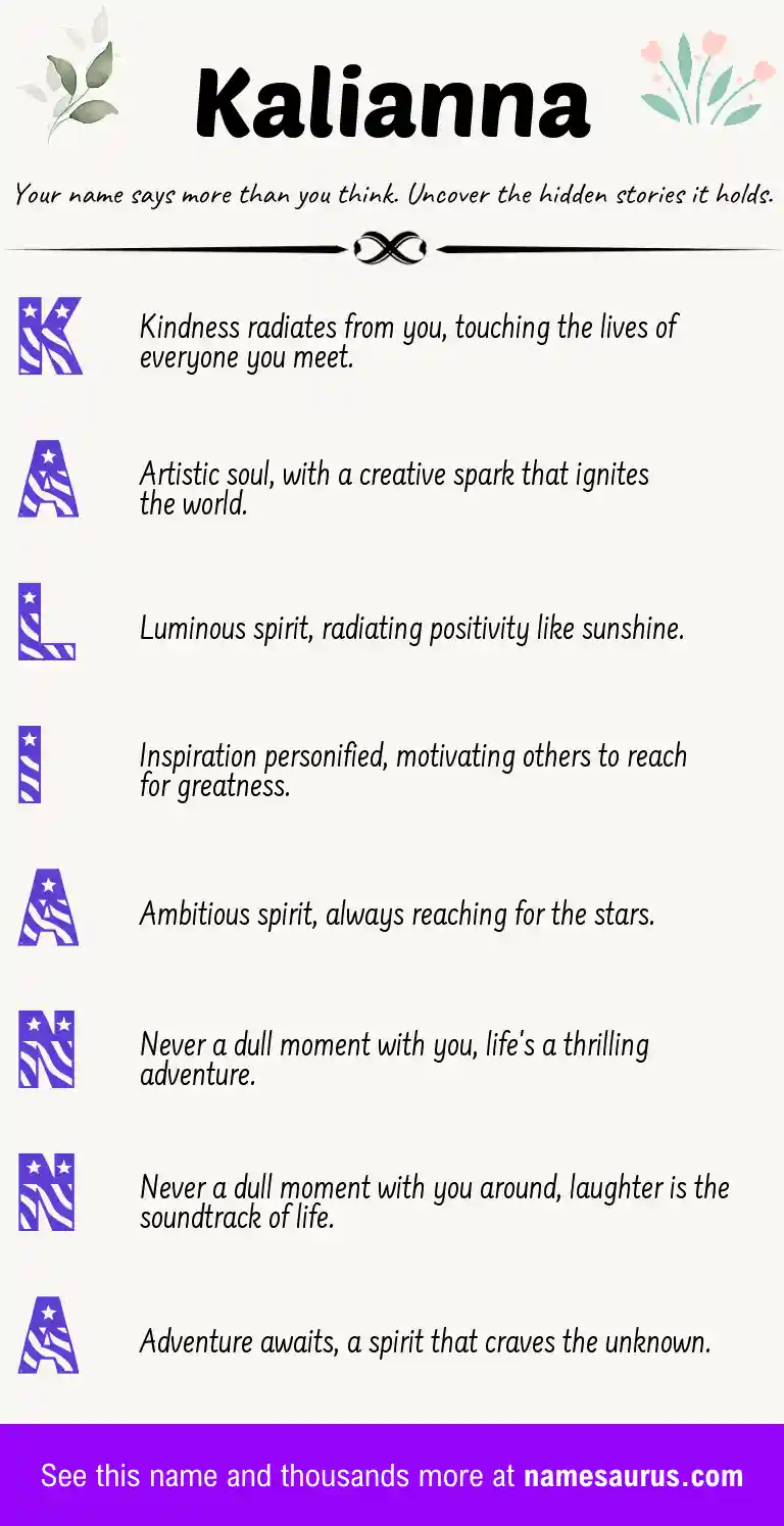 Acrostic poem about Kalianna.