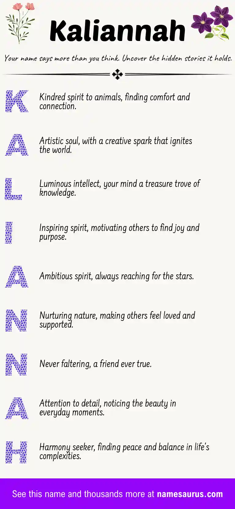 Acrostic poem about Kaliannah.
