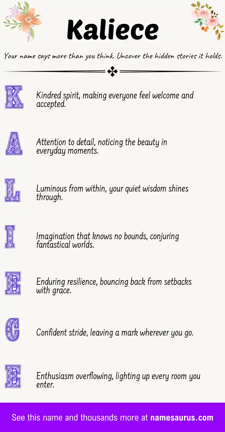Acrostic poem about Kaliece.