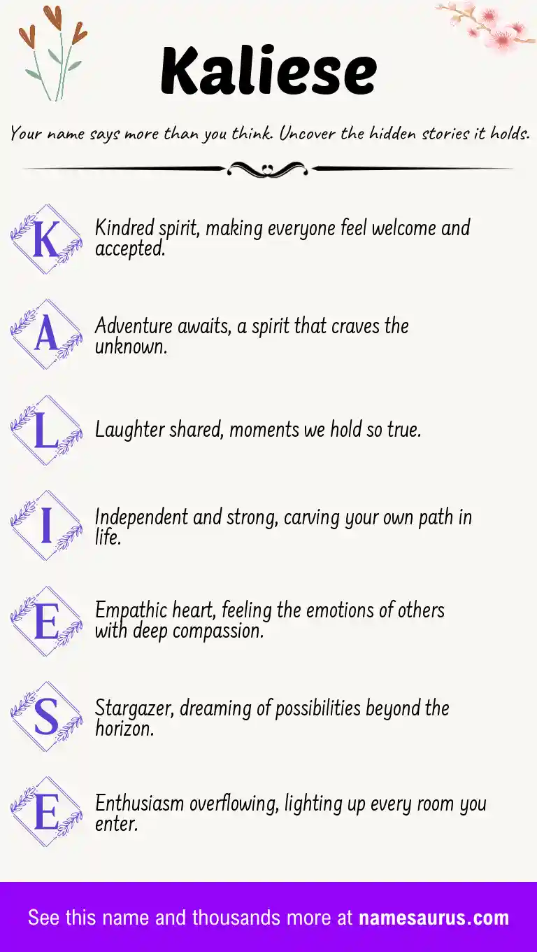 Acrostic poem about Kaliese.