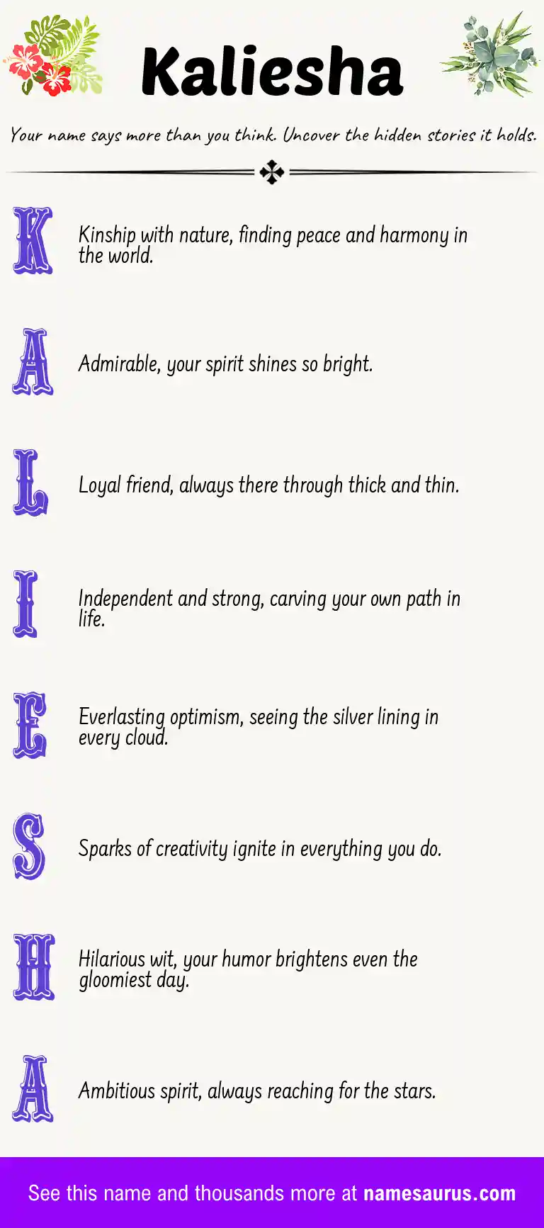 Acrostic poem about Kaliesha.