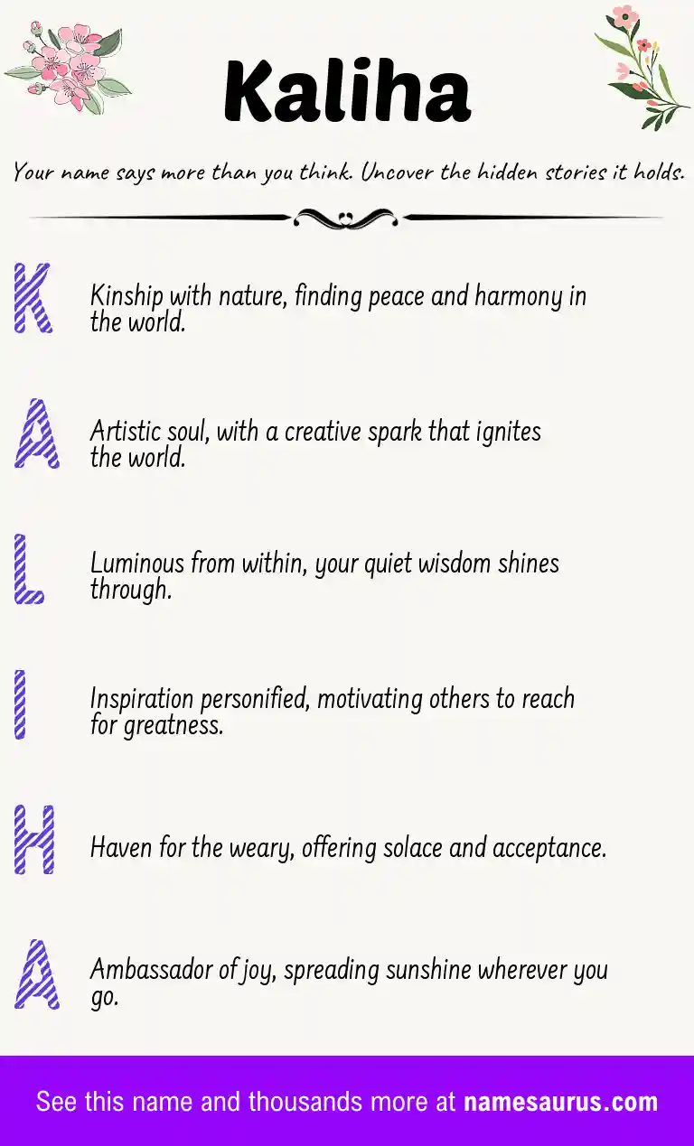 Acrostic poem about Kaliha.