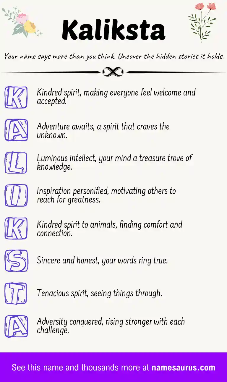 Acrostic poem about Kaliksta.