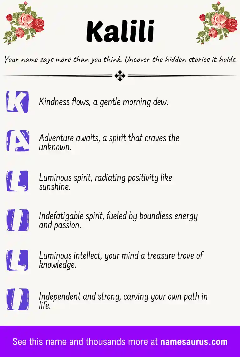 Acrostic poem about Kalili.