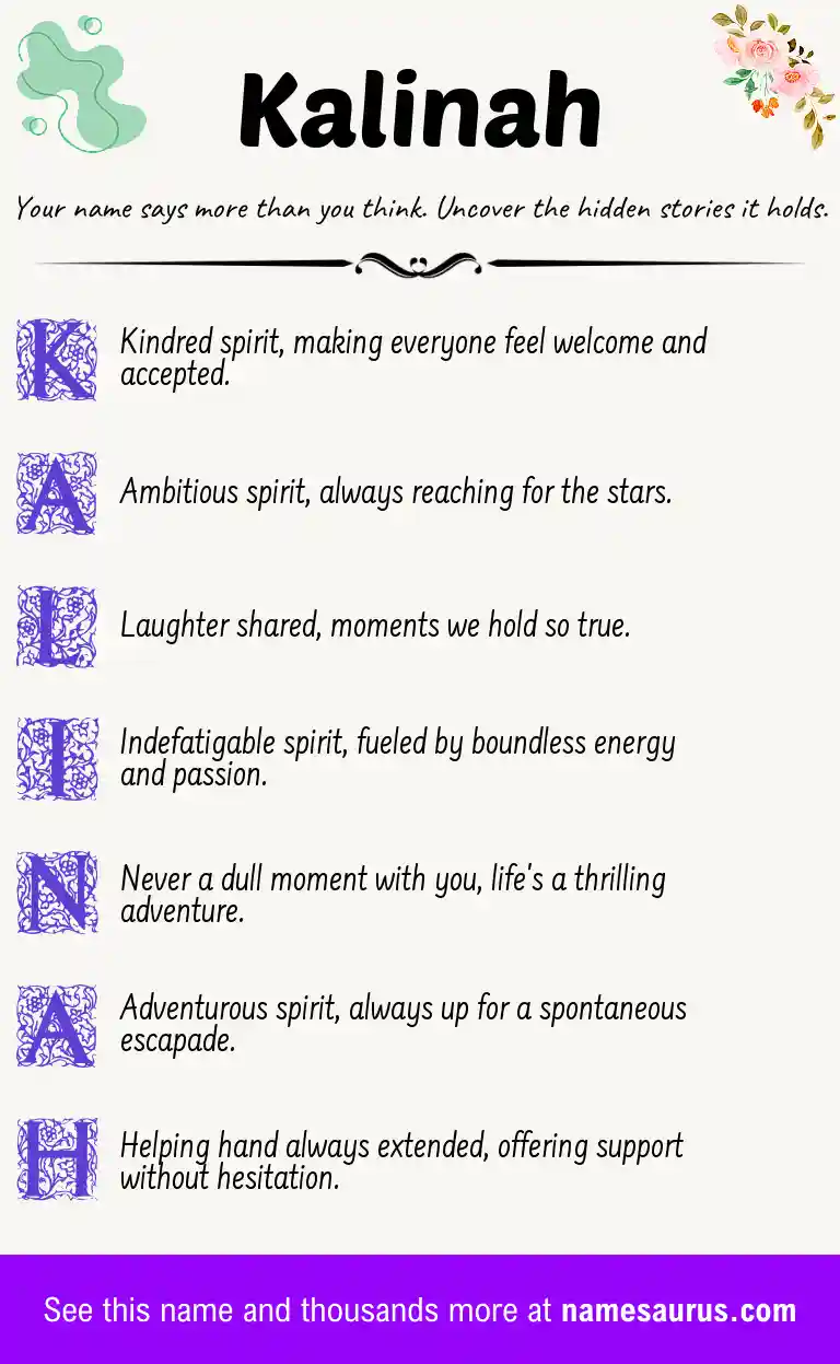 Acrostic poem about Kalinah.