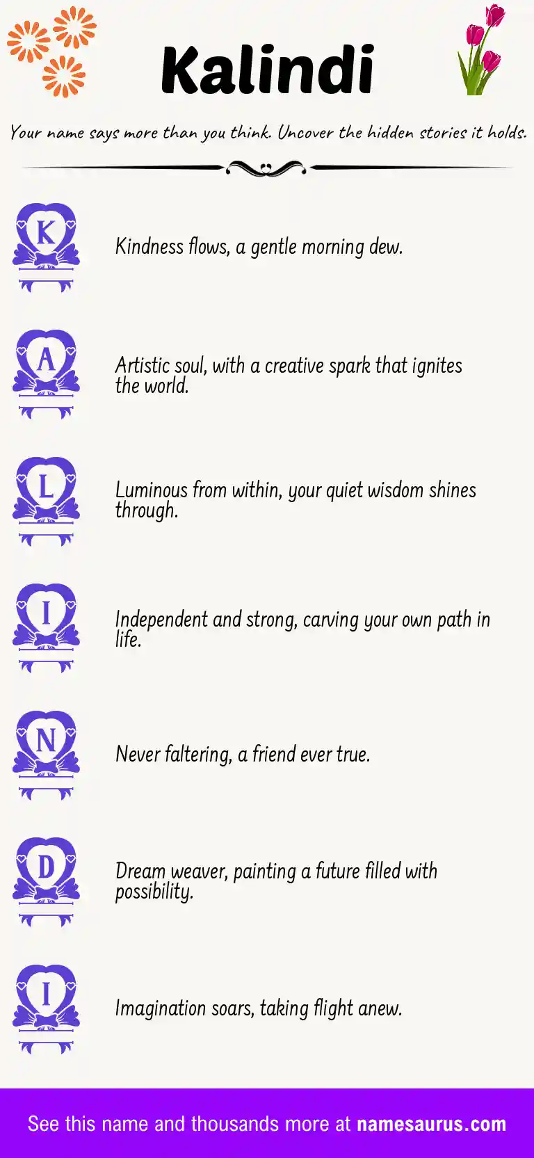 Acrostic poem about Kalindi.