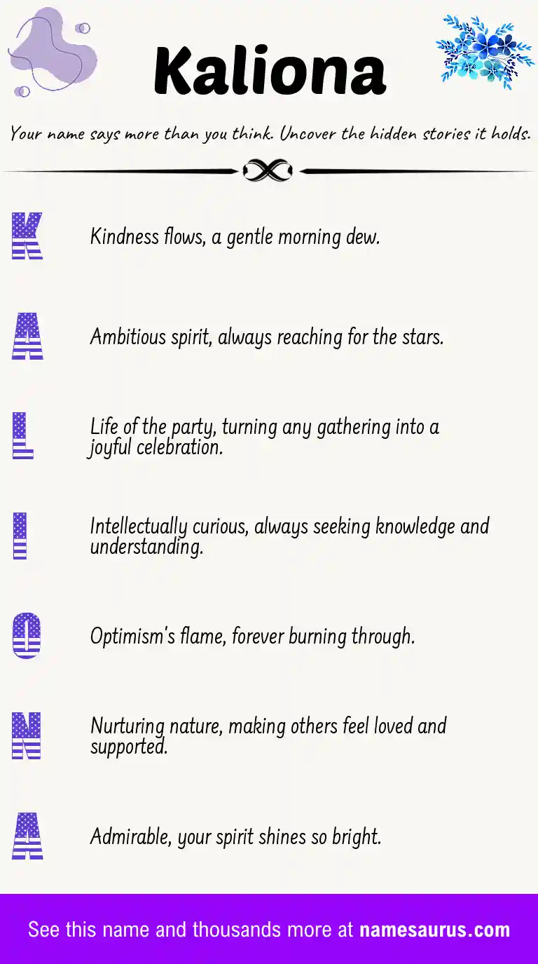 Acrostic poem about Kaliona.