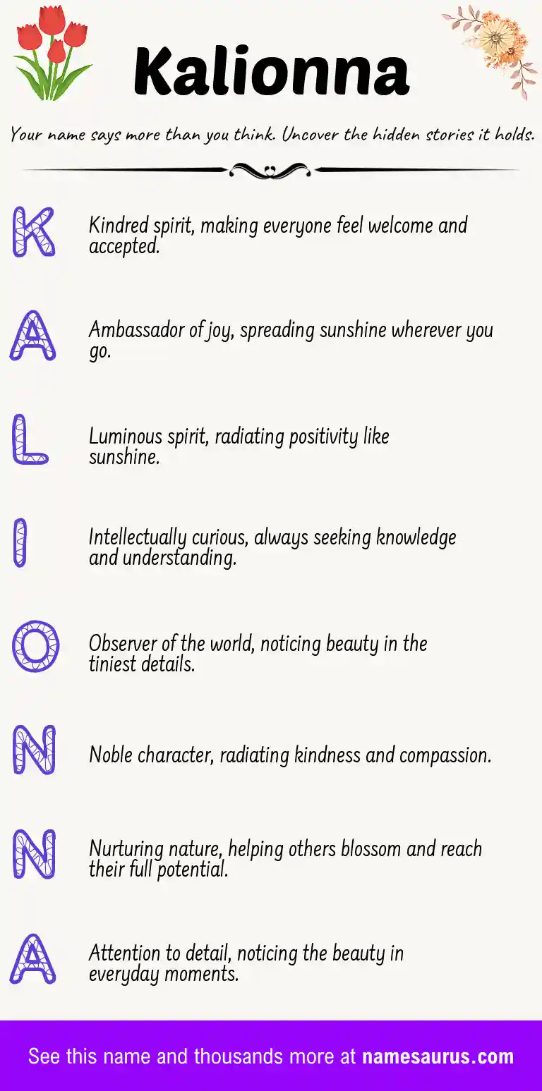 Acrostic poem about Kalionna.