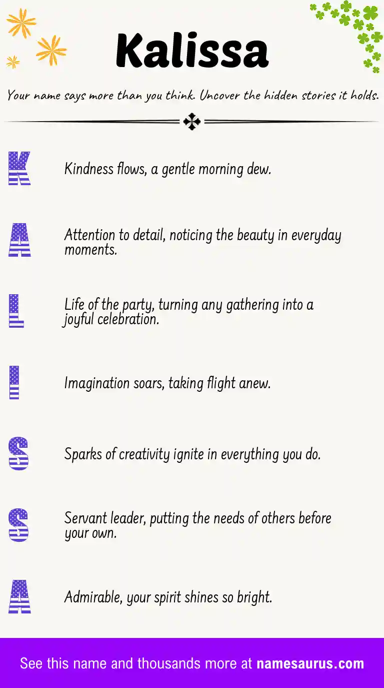 Acrostic poem about Kalissa.