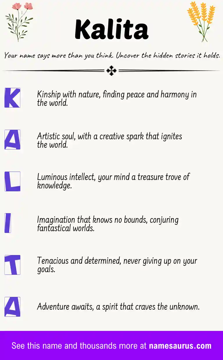 Acrostic poem about Kalita.
