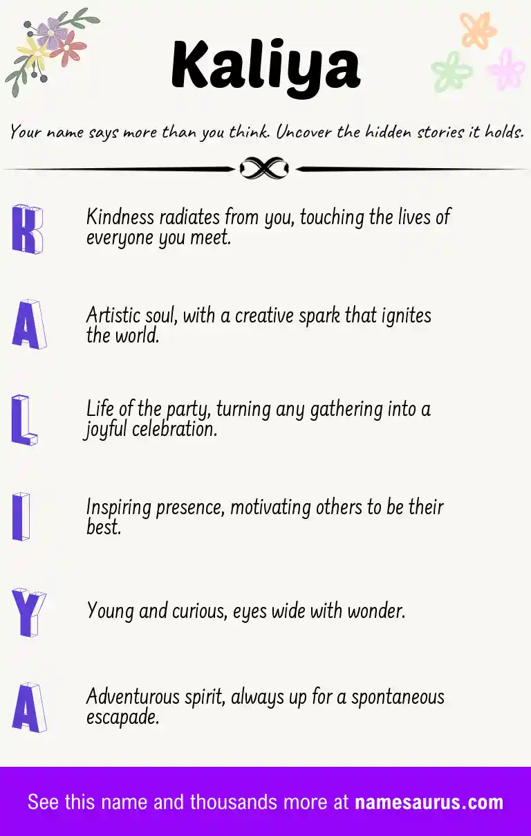Acrostic poem about Kaliya.