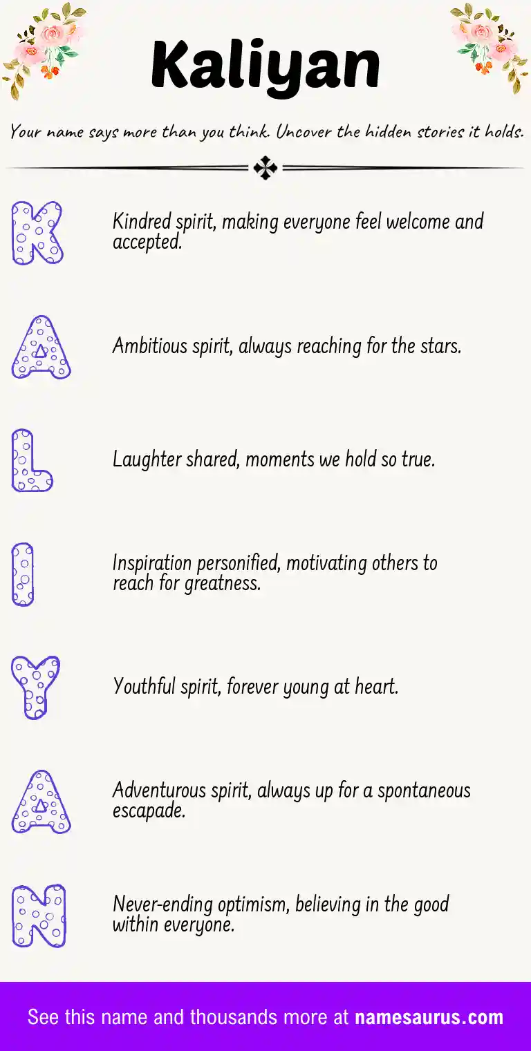 Acrostic poem about Kaliyan.