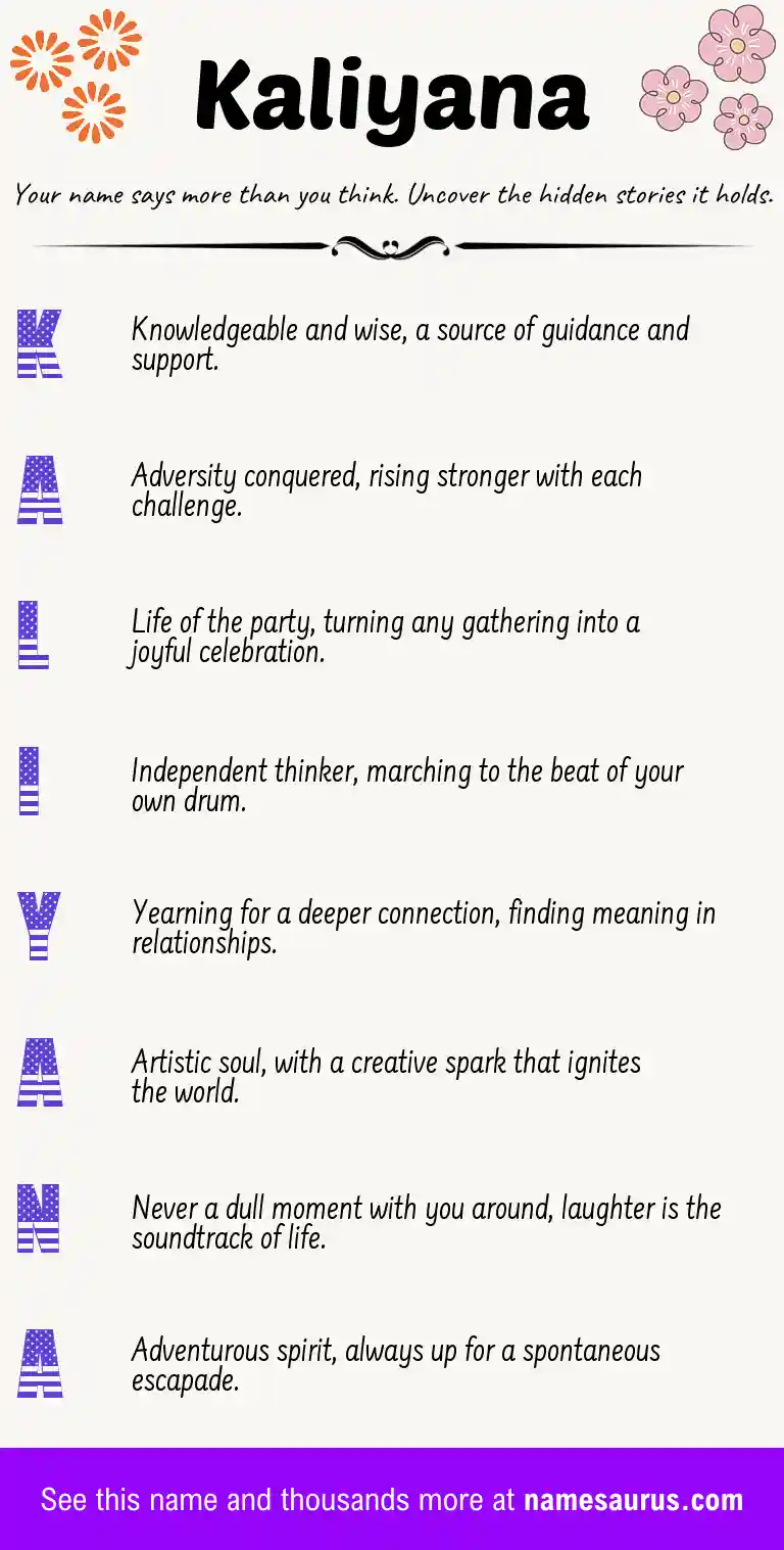 Acrostic poem about Kaliyana.