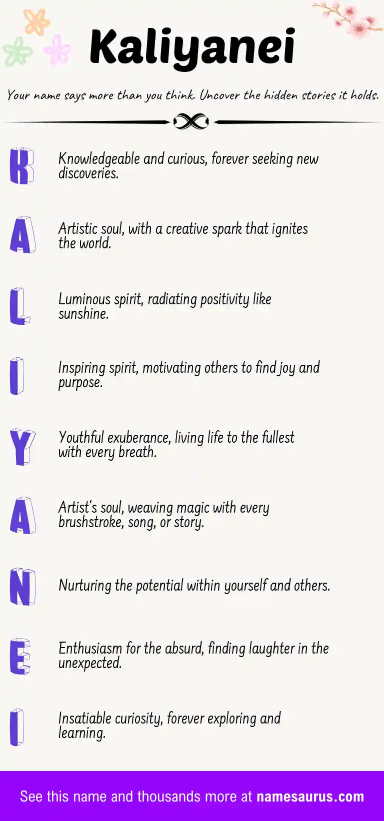 Acrostic poem about Kaliyanei.