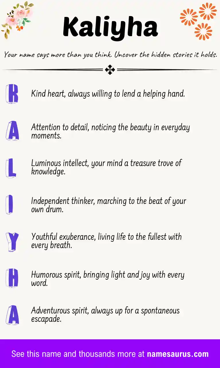 Acrostic poem about Kaliyha.