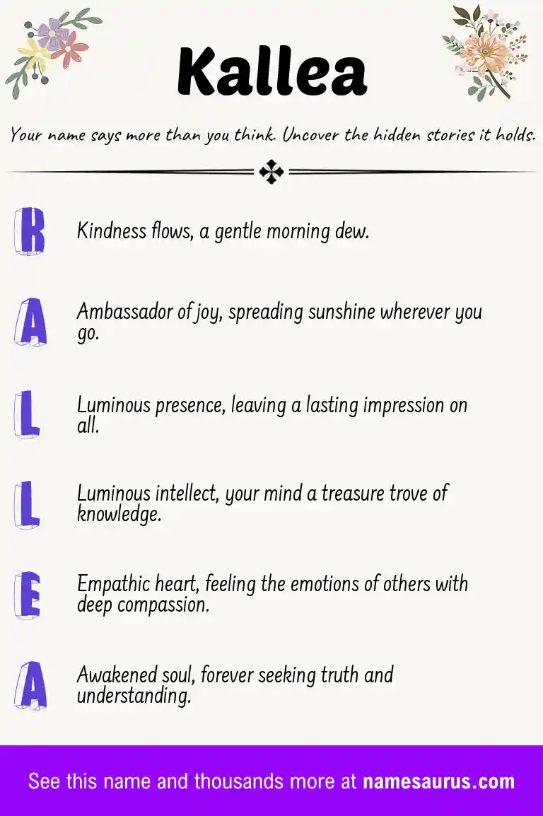 Acrostic poem about Kallea.