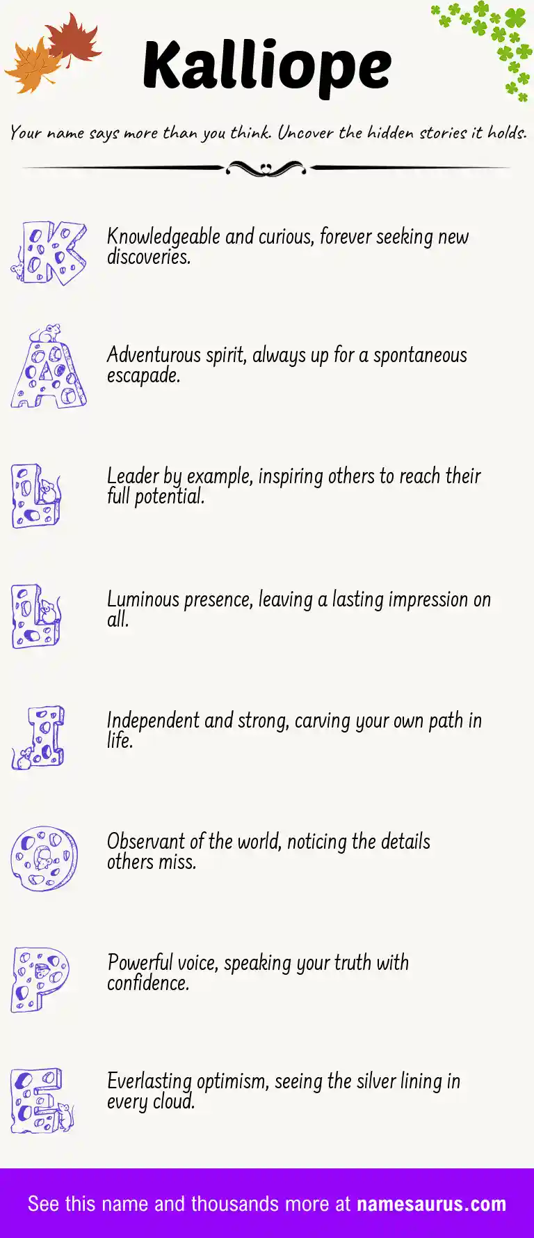 Acrostic poem about Kalliope.