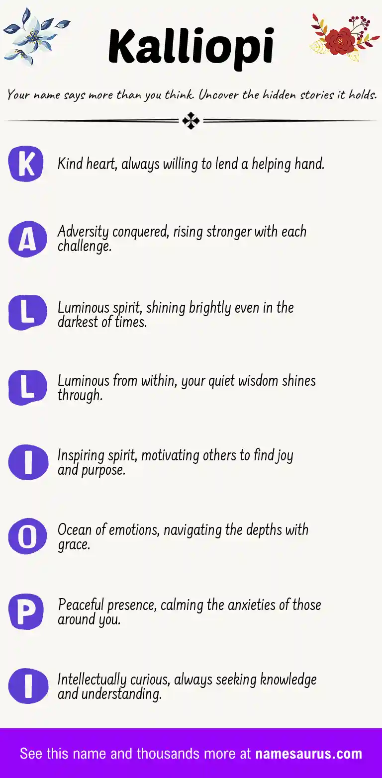 Acrostic poem about Kalliopi.