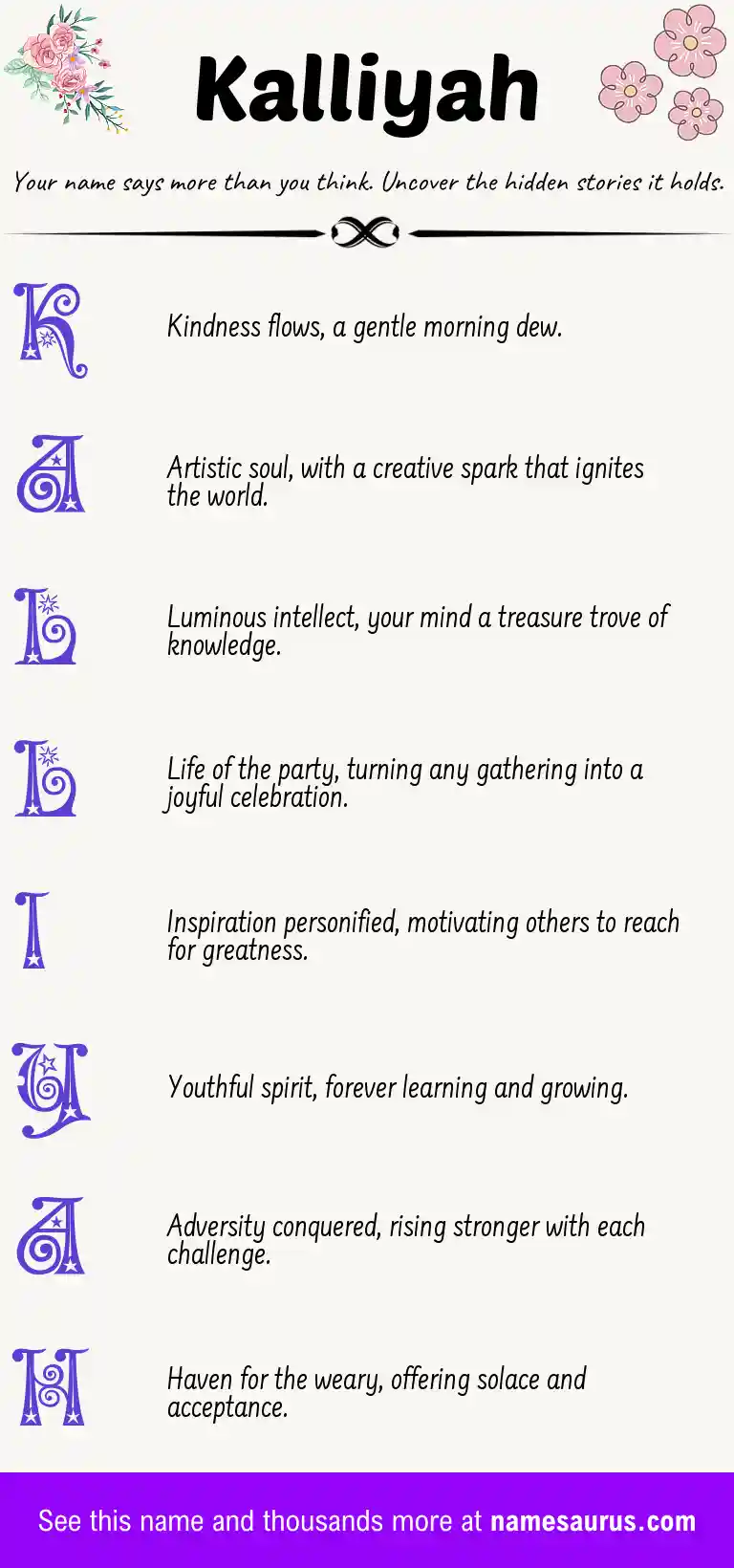 Acrostic poem about Kalliyah.