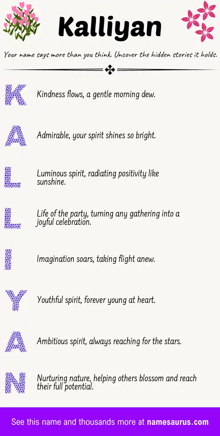Acrostic poem about Kalliyan.