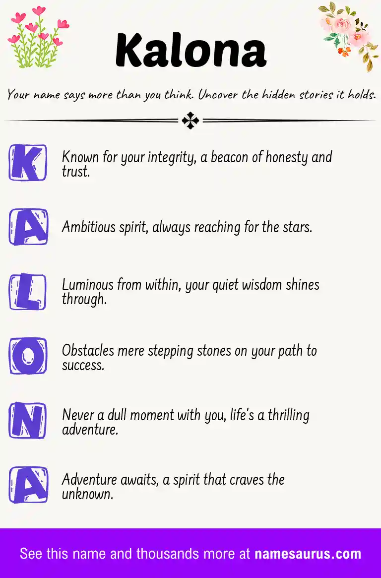 Acrostic poem about Kalona.