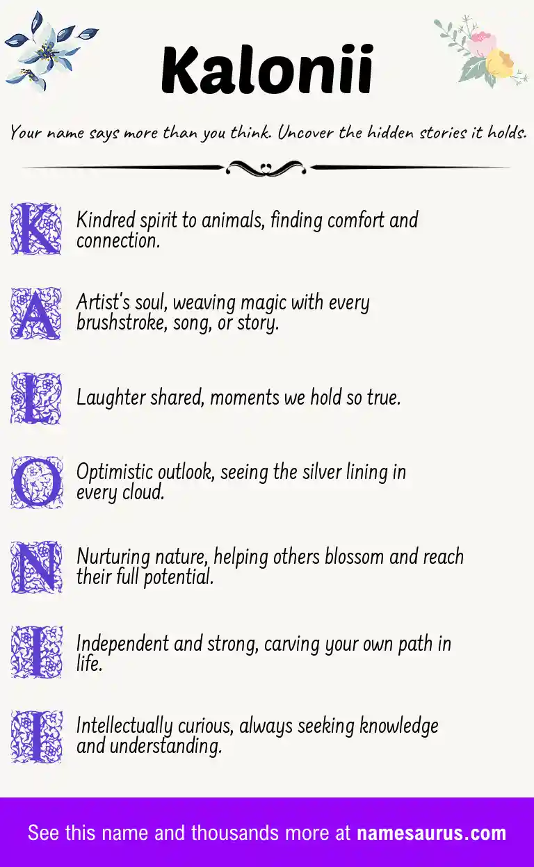 Acrostic poem about Kalonii.