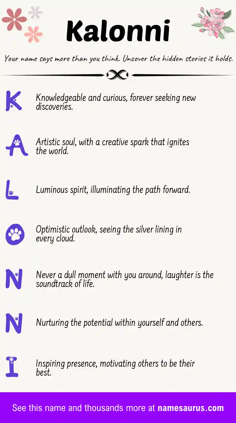 Acrostic poem about Kalonni.